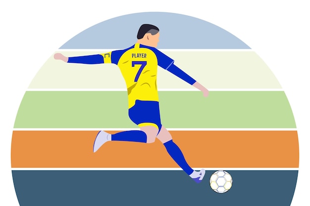 Vector kicking ball soccer player illustration