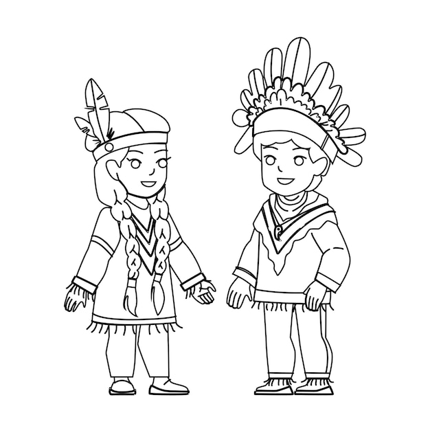 Vector kid american indian vector