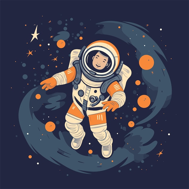 Astronauta per bambini e clipart di illustrazione dello spazio astronauta carino isolato sullo sfondo