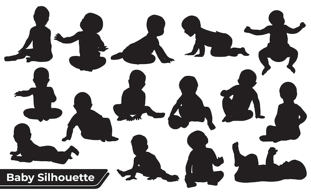 Kid and baby silhouette