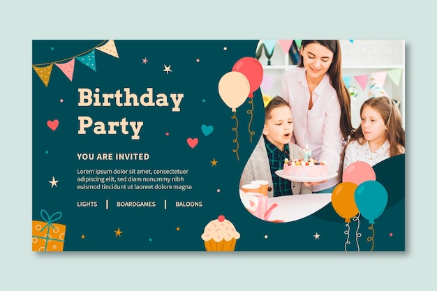 Vector kid birthday banner template