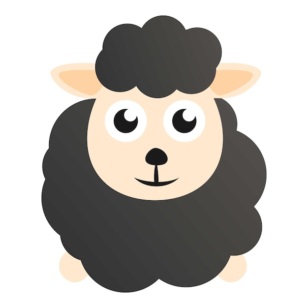 Иконка детской черной овцы Мультфильм векторная икона детской черной овцы для веб-дизайна выделена на белом фоне
