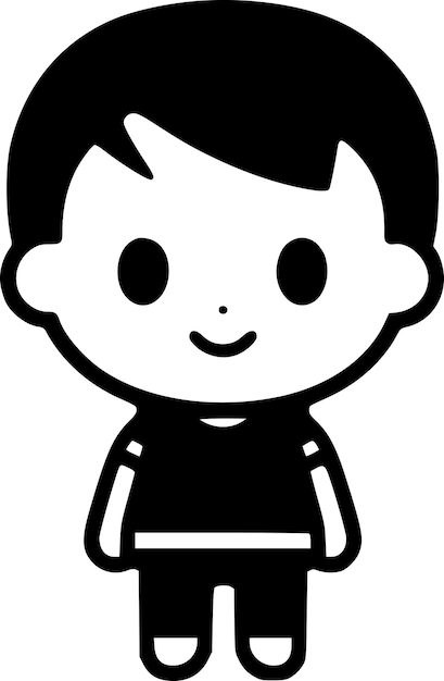 Kid Black and White Isolated Icon Vector illustration