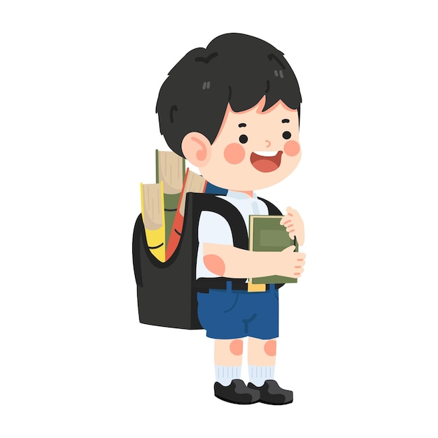 Kid Boy student going to school