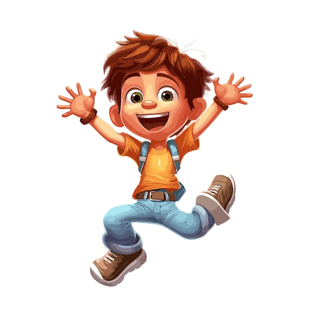 Vector kid cartoon character colorful kid on background