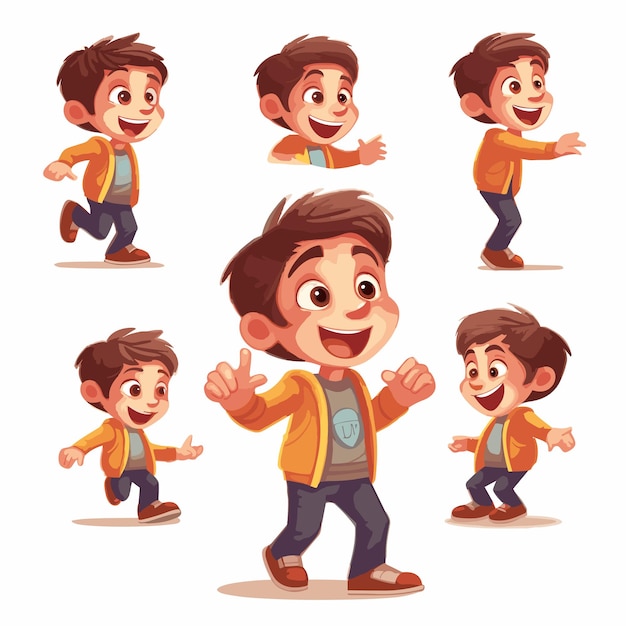 kid cartoon character Colorful kid on background