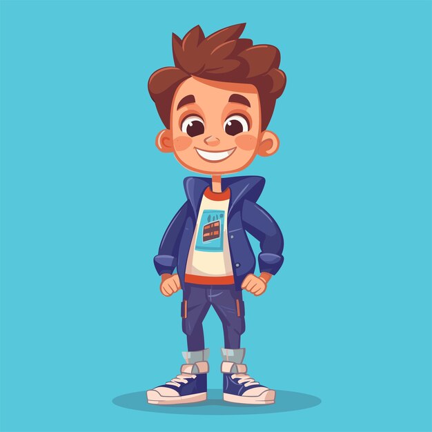 Vector kid cartoon character colorful kid on background