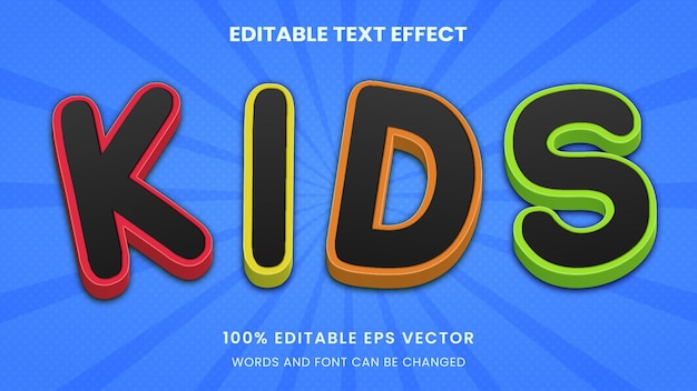 Vector kid colorful playful graphic style editable text effect