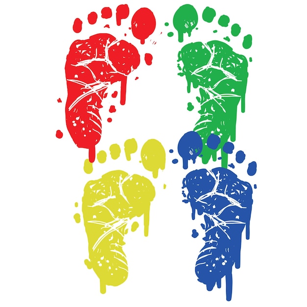 Vector kid foot feet prints children playful paint colorful art vector