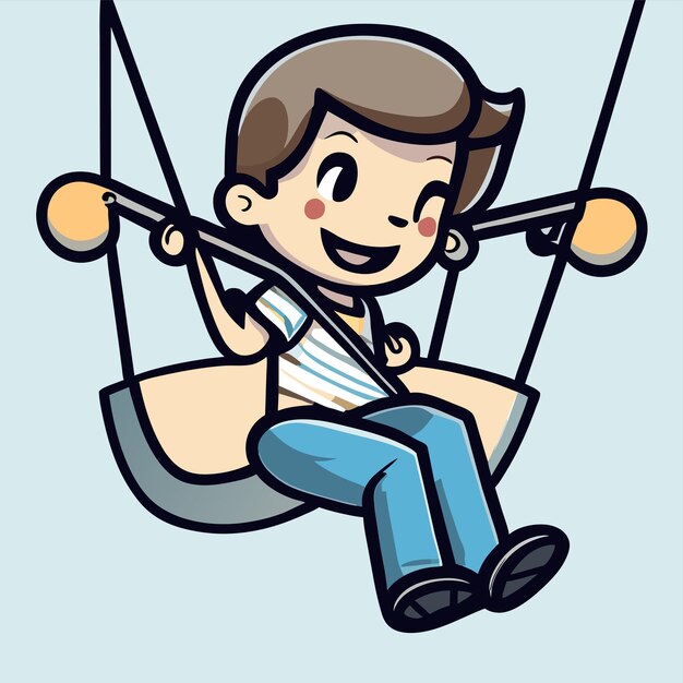 Vector kid fun swing hand drawn flat stylish cartoon sticker icon concept isolated illustration