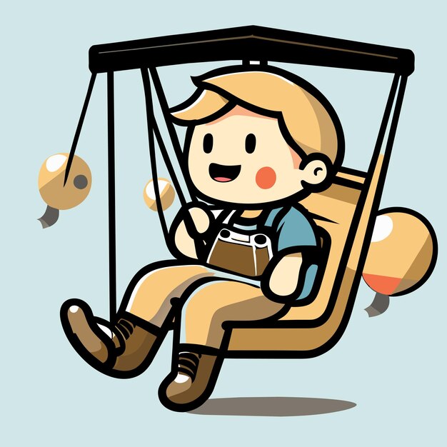 Vector kid fun swing handgetekende platte stijlvolle cartoon sticker icoon concept geïsoleerde illustratie