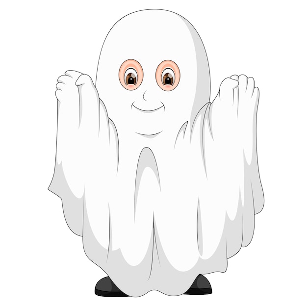 Kid in a ghost costume