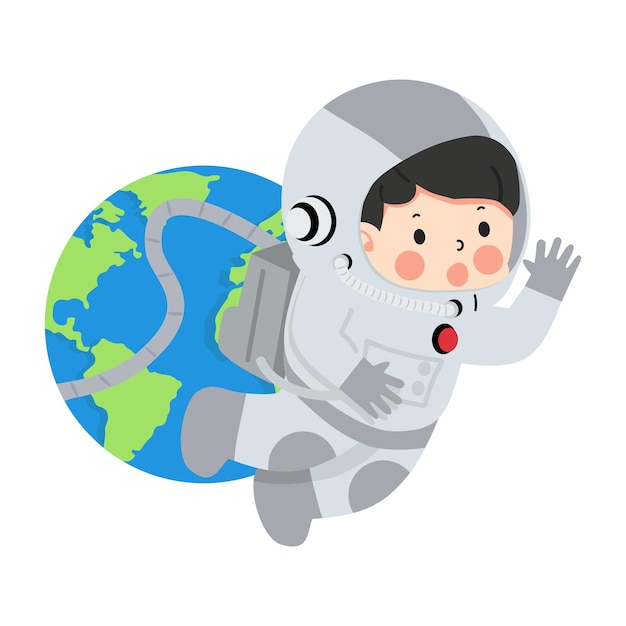 Kid girl Astronaut with earth