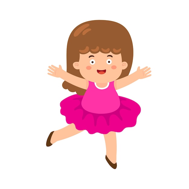 Vector kid girl ballet dancer cartoon character