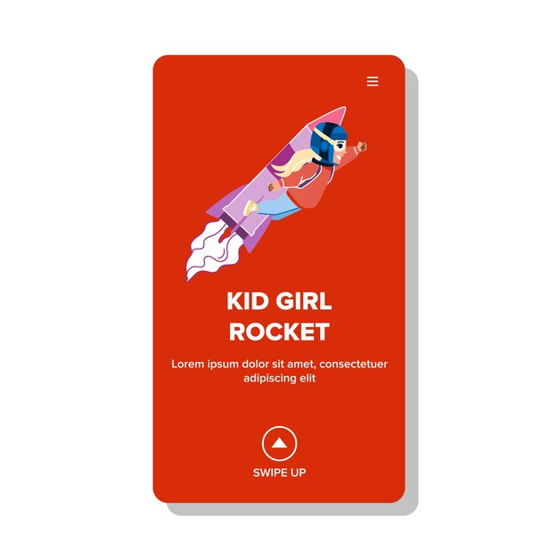 子供の女の子のロケットベクトル