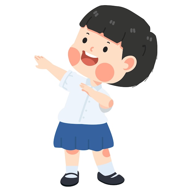 Kid girl student Dabbing Dance cartoon