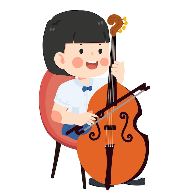 kid girl student play music cello