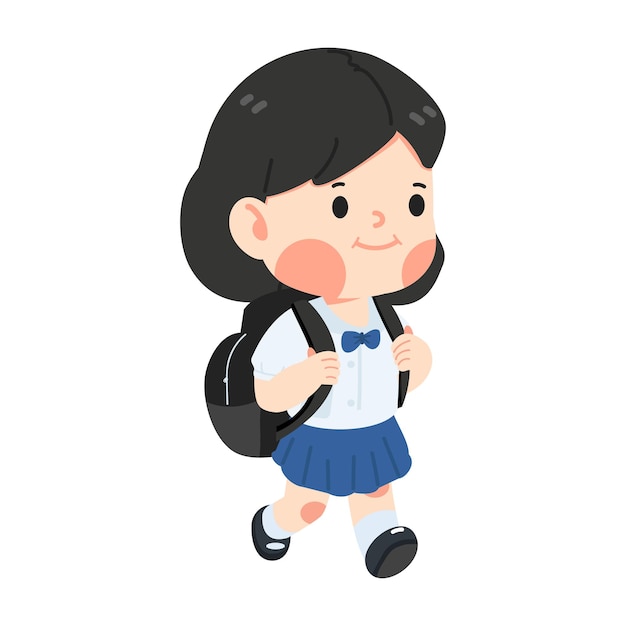 Kid girl student with backpack vector