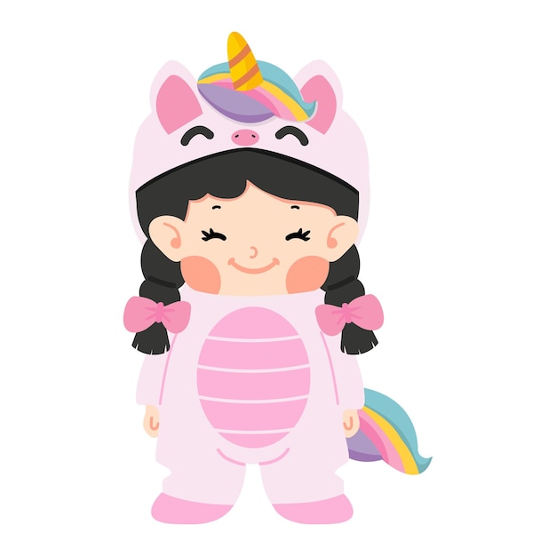 Kid girl unicorn costume cartoon