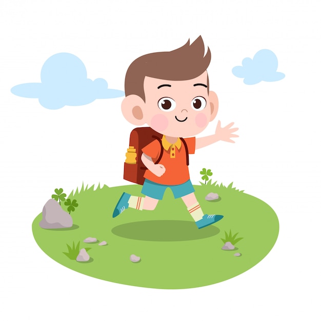 Kid go to school vector illustration