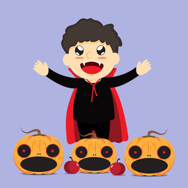 kid halloween vector cartoon design.