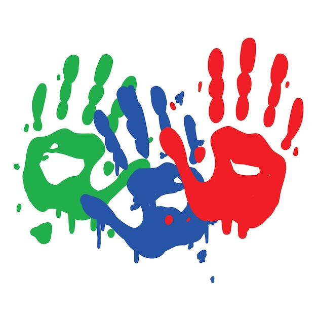 Vector kid hand prints children hands paint playful colorful art