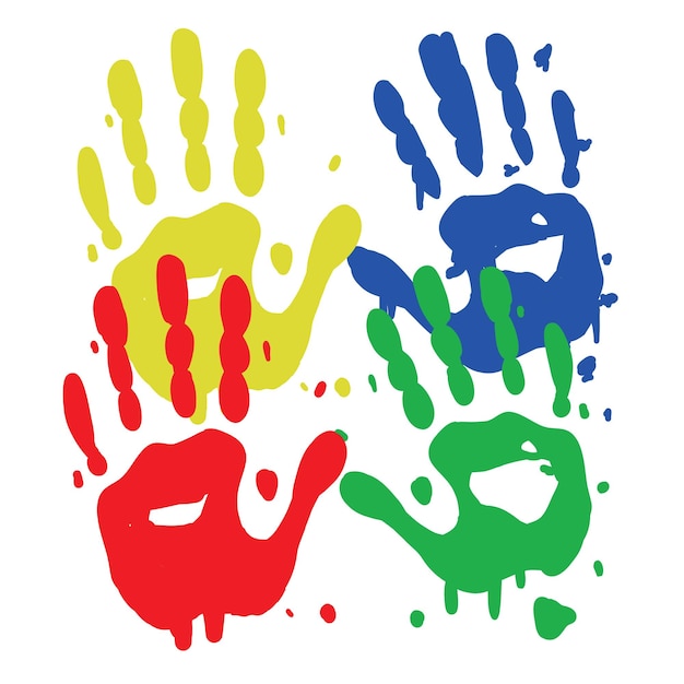 Vector kid hand prints children playful paint colorful art vector