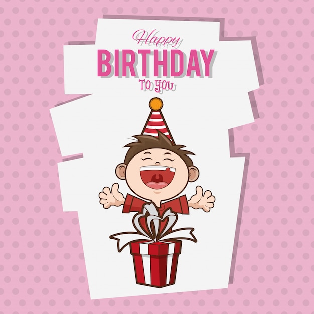 Vector kid happy birthday card cartoon