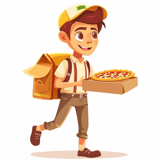 Vector kid, hou de pizza vast.