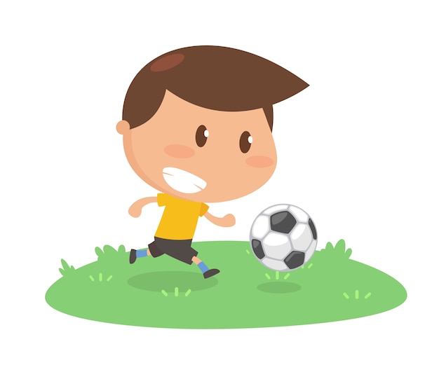 Kid is playing soccer