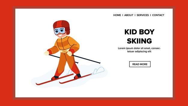 Kid jongen skiën vector