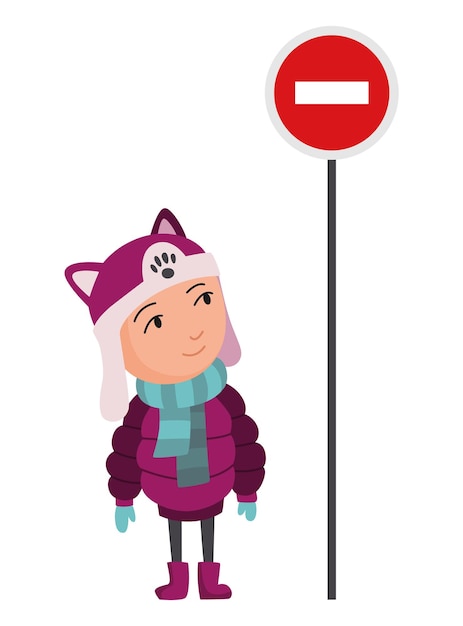 Kid learning road sign traffic road education school kid learning rules of road set children learn educational scene safety pedestrian movement