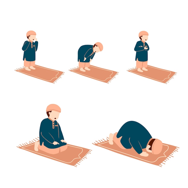 Vector kid muslim prayer demonstration