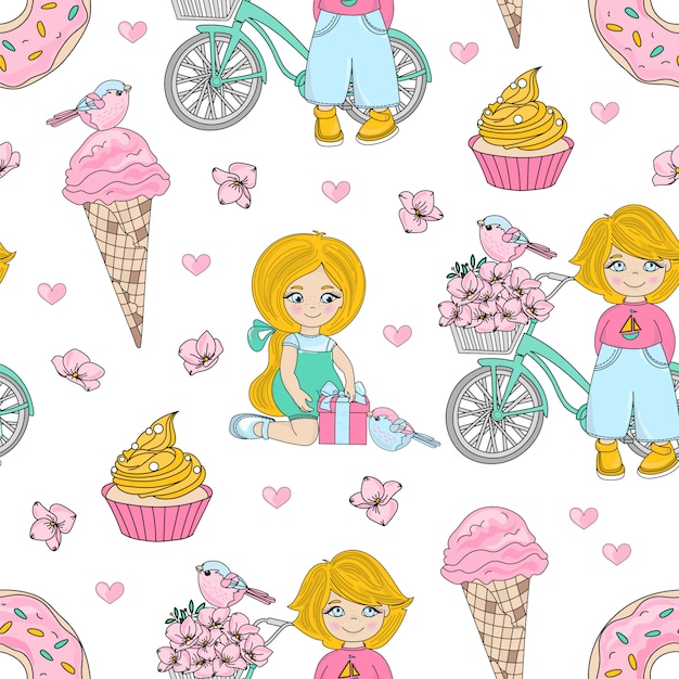 Kid party seamless pattern di san valentino