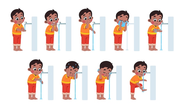 Kid Performing Wudu Islamic Ablution Step by Step