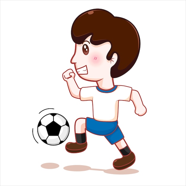 サッカーをしている子供。ベクトルとイラスト。