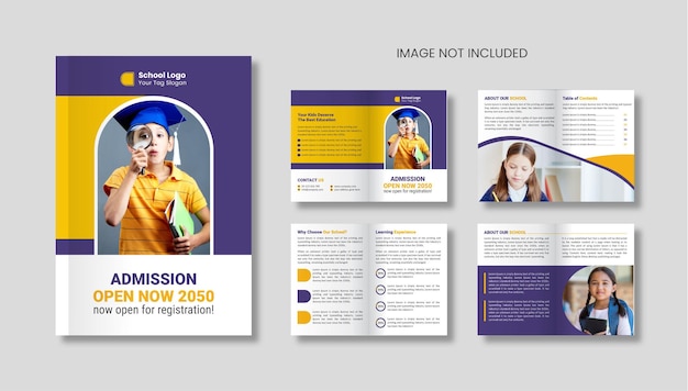 Kid school education company bi-fold brochure template