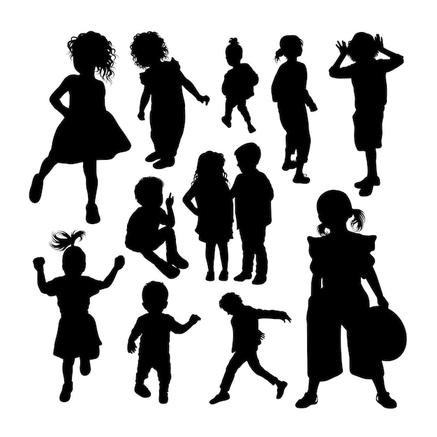 Vector kid silhouettes