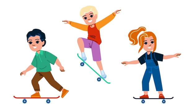 Kid skateboarden vector