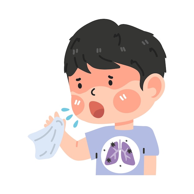 Vector kid sneeze because of flu