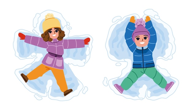 Kid snow angel vector