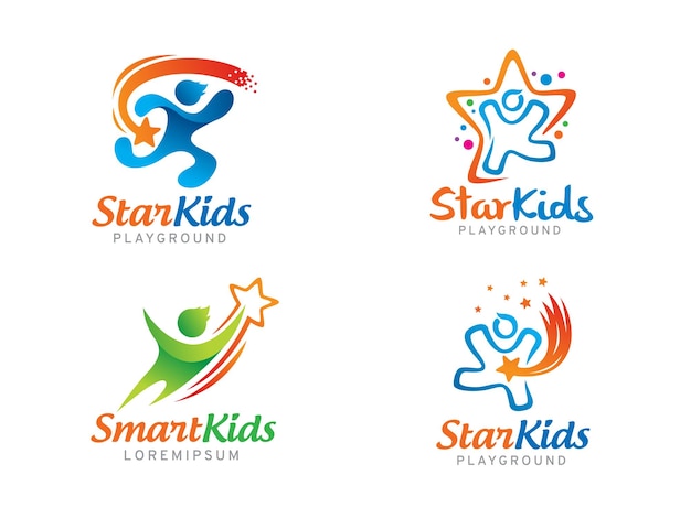 Kid and star logo symbol or icon template