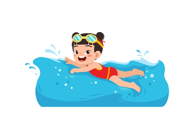 Vector kid swim under water on summer holiday