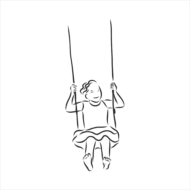 Illustration playing swings drawing   Swing tattoo Black and white  drawing Illustration