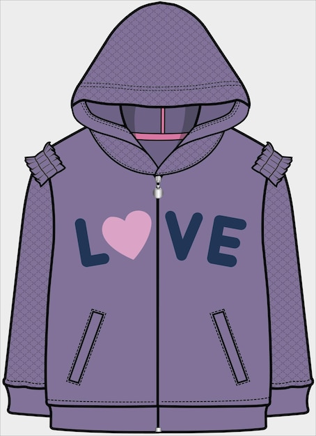 KID AND TEENS GIRLS WINTER OUTER WEAR SWEATSHIRTS AND SWEATSTOPS VECTOR ILLUSTRATION