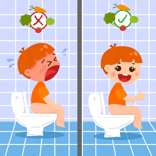 Vector kid and toilet