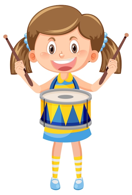 Vector a kid with drum music instrument