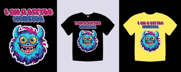 Vector kid039s tshirt with cute monster print