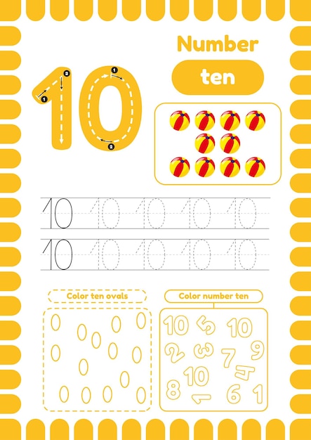 Kida activity pages Learn numbers Preschool worksheets Number ten