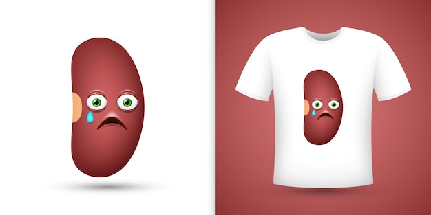 Kidney Bean on white shirt Vector